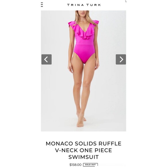 Monaco Solid Ruffle One Piece Trina Turk Swimsuit - Picture 8 of 8